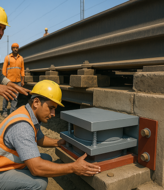 Bridge bearing installation under railway brid